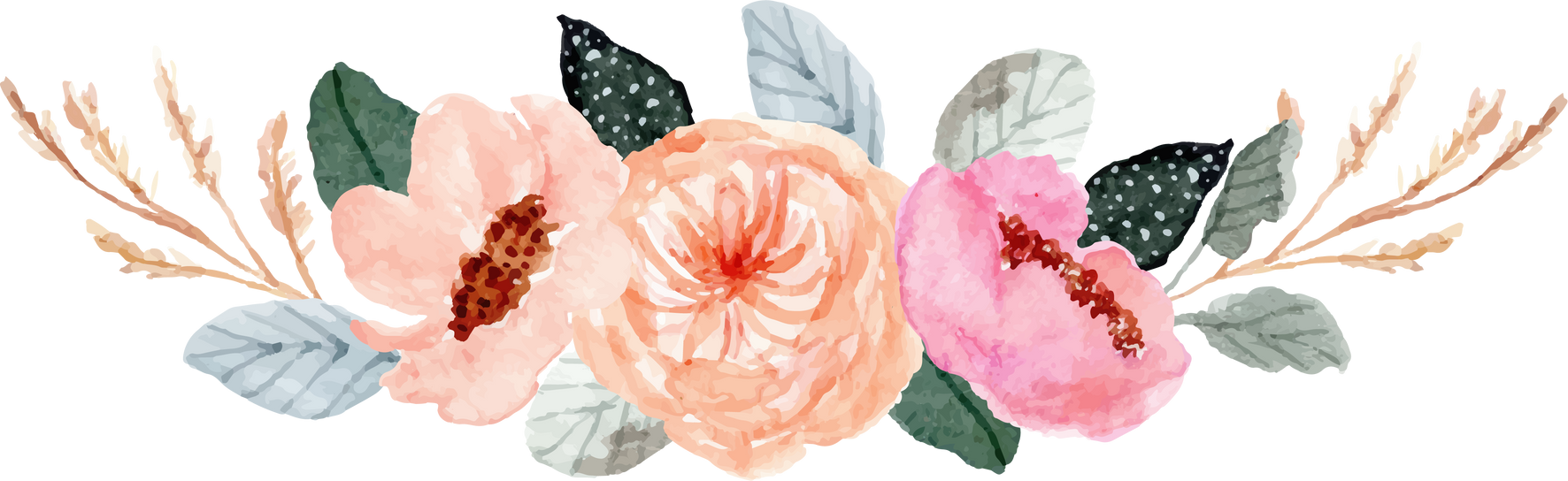 peach pink watercolor floral