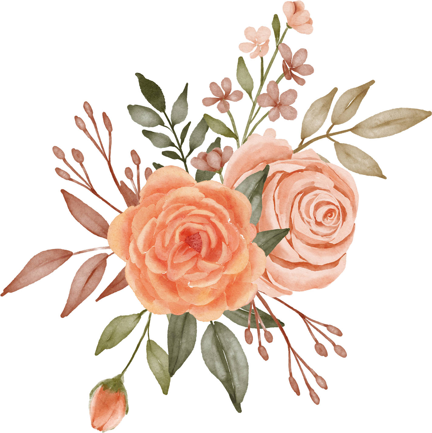 watercolor peach flower arrangement